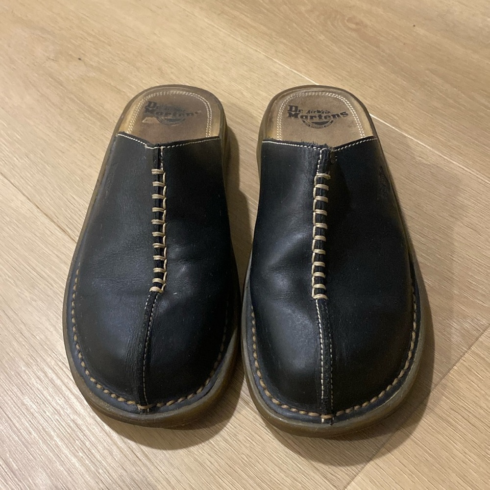 Y2K 2000s Dr Martens Slip On Leather Mule 8A63 Black Size 6